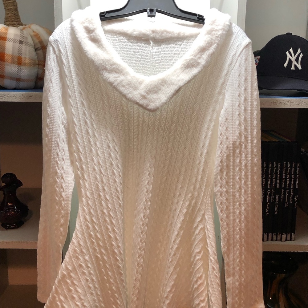 White Asymmetrical Women's Dress. Perfect for Christmas.